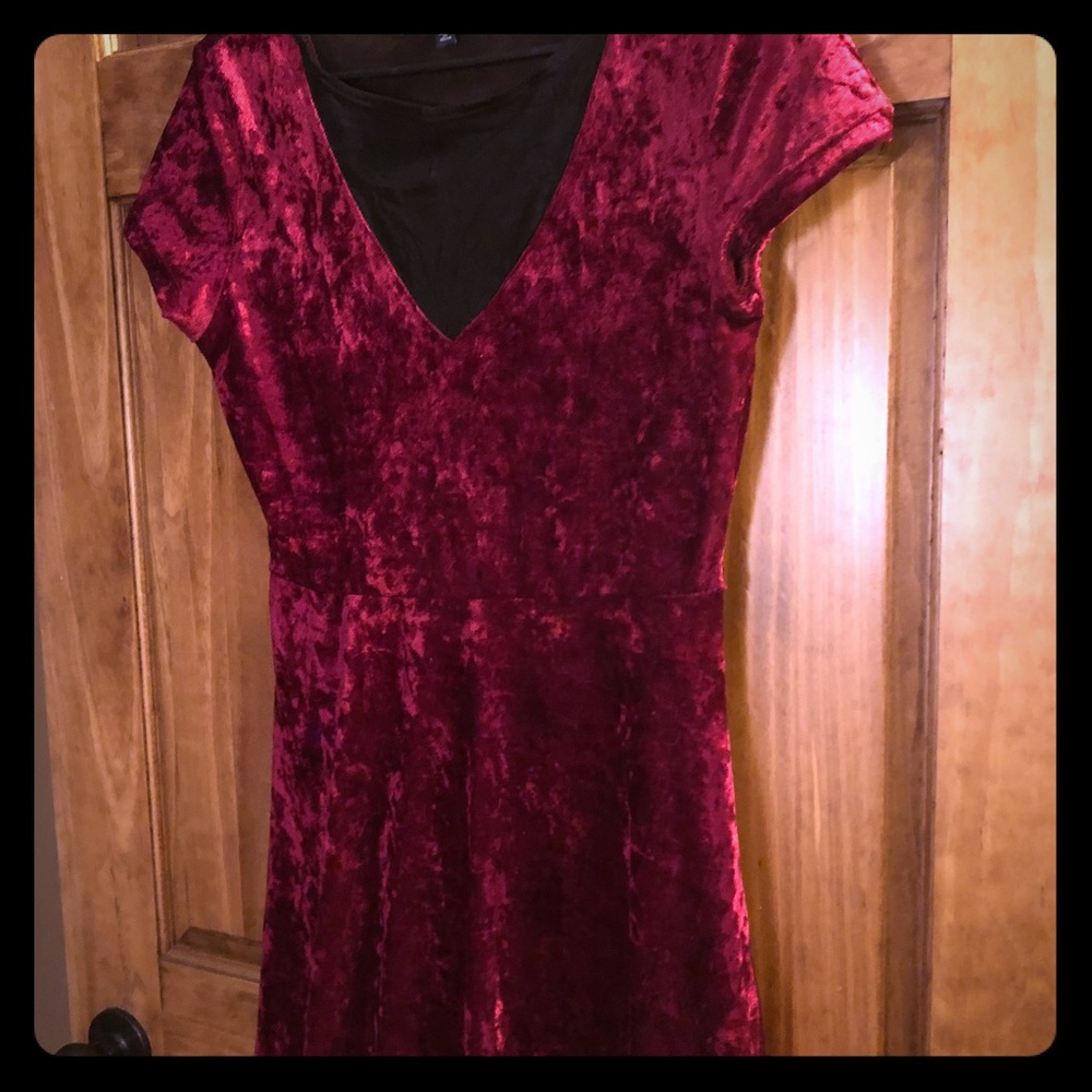 Crushed velvet with mesh inlet dress